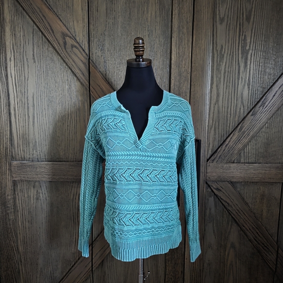Sundance Sweaters - LAST CHANCE Sundance Cable Knit Teal Patterned Sweater